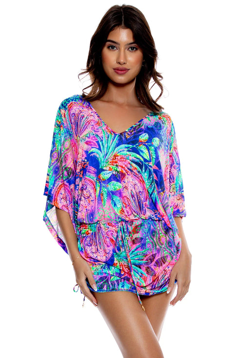 Luli Fama Jungle Fever Cabana V Neck Dress
